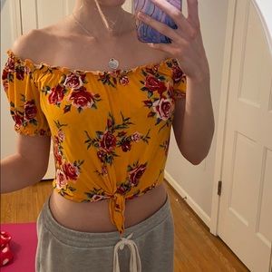 Floral off the shoulder crop top